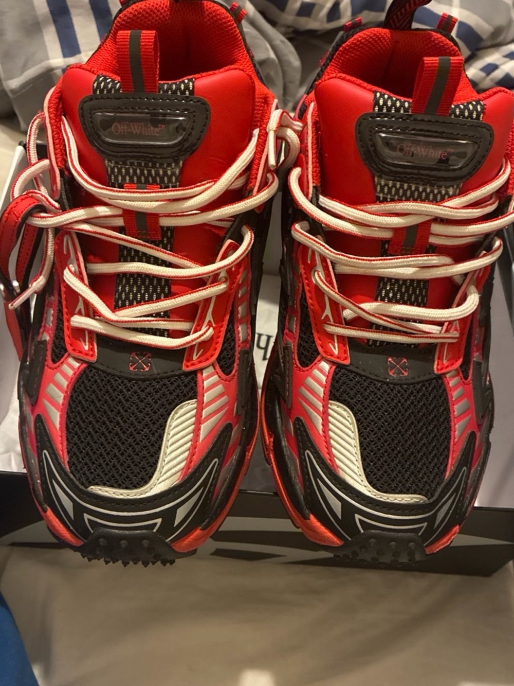Off-White Men's Red, Black and White Performance Sneakers
